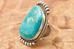 Native American Jewelry Fox Turquoise Sterling Silver Ring